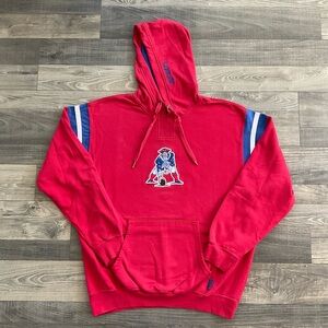 NFL New England Patriots Throwback Pat Hoodie Mens LARGE Red Pullover Sweatshirt
